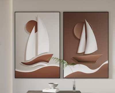 现代挂画3D模型下载